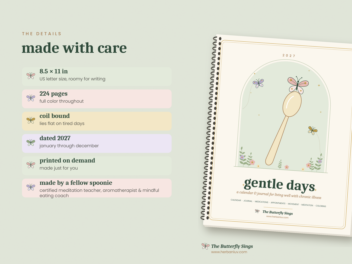 Gentle Days 2027 Chronic Illness Planner | Spoonie Weekly Journal & Symptom Tracker