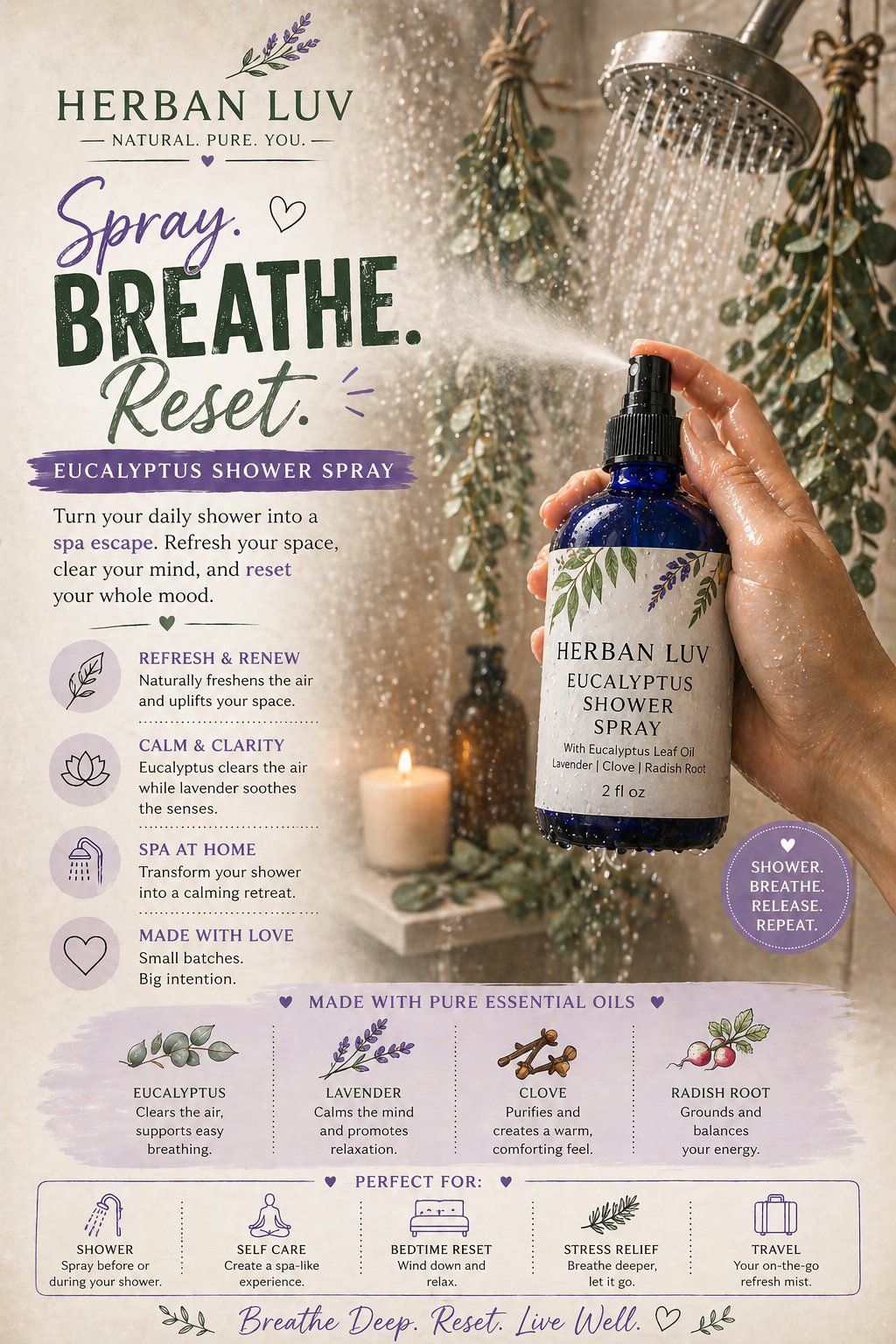 Eucalyptus Shower Spray | Aromatherapy Mist For Showers